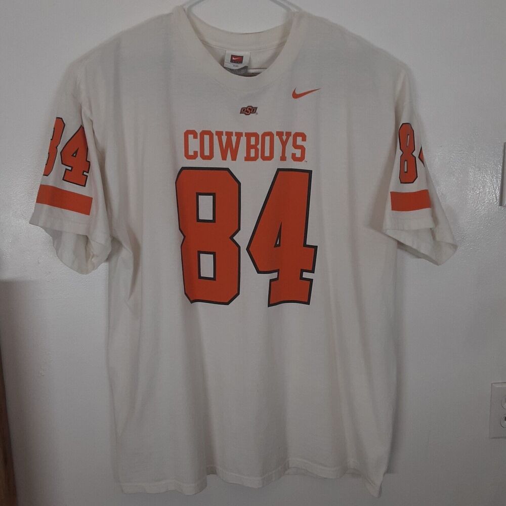 Nike OSU Cowboys Adult Mens 2XL White Short Sleeve T Shirt #84 NCAA